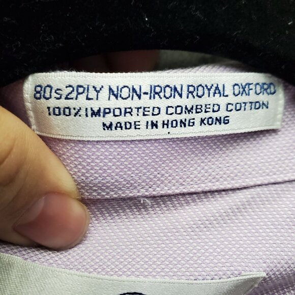 Enro Shirt Mens Size 16.5 Purple Royal Oxford Non-Iron Long Sleeve Classic Dress - Picture 3 of 7